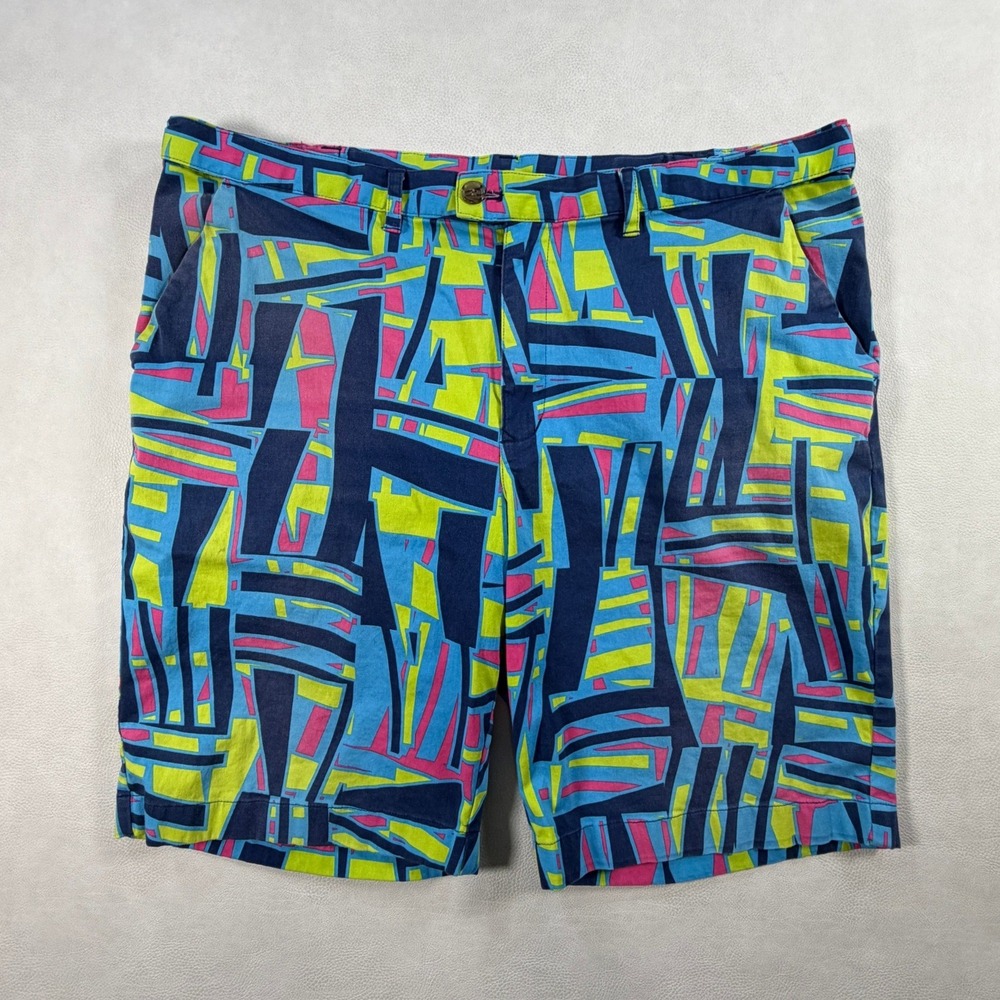 Loudmouth Mens Size 42 Golf Shorts Abstract Geometric Blue Green Pink 90s Style‎
